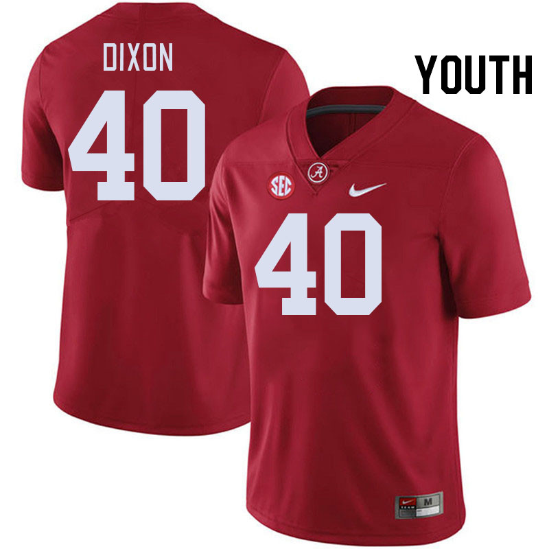 Youth #40 Sterling Dixon Alabama Crimson Tide College Football Jerseys Stitched-Crimson